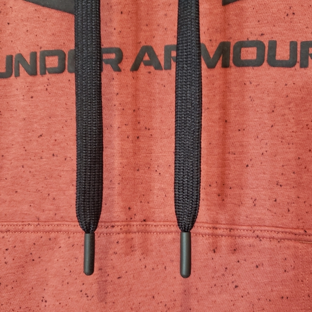 Under Armour Loose Logo Hoodie Cinnamon & Black Specs Kangaroo Pocket Sz Medium - Picture 3 of 15